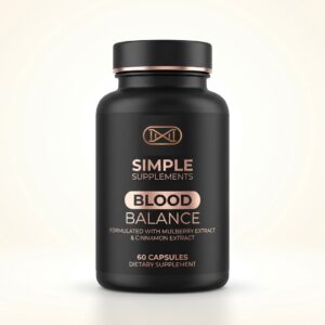 Blood60 Blood Balance supplement bottle with the official Simple Supplements logo